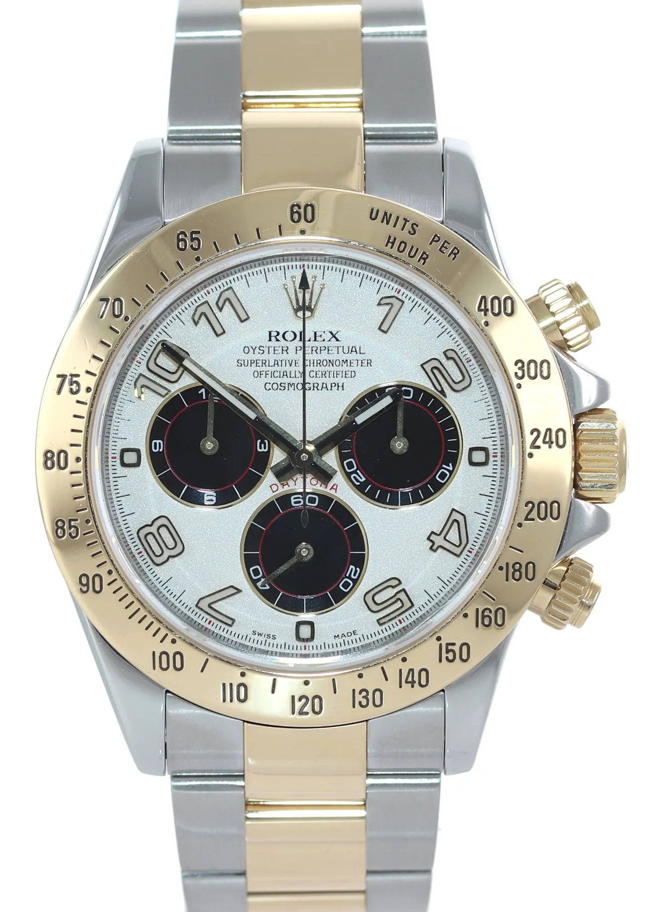 RARE Rolex Daytona 116523 White Panda 18k Yellow Gold Two Tone Watch REHAUT
