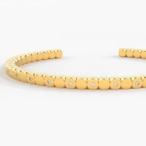Real Diamond Solid Gold Cuff Bracelet / Flush Set Diamond / Handmade Cubes Bracelet / Handmade 18k Gold Diamond Bangle / Gift High Jewelry