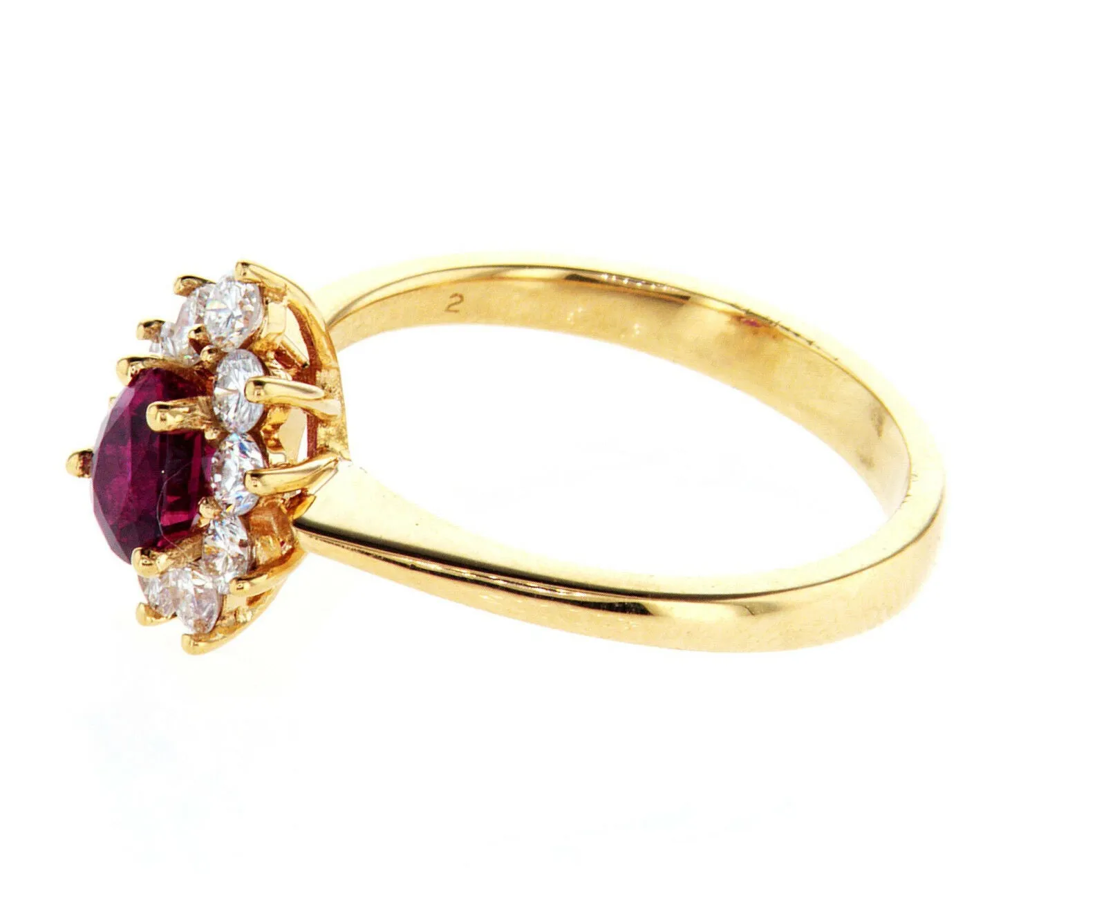 Red Ruby Diamond Engagement Ring Pear Cut 1.25 CT Certified 18k Yellow Gold