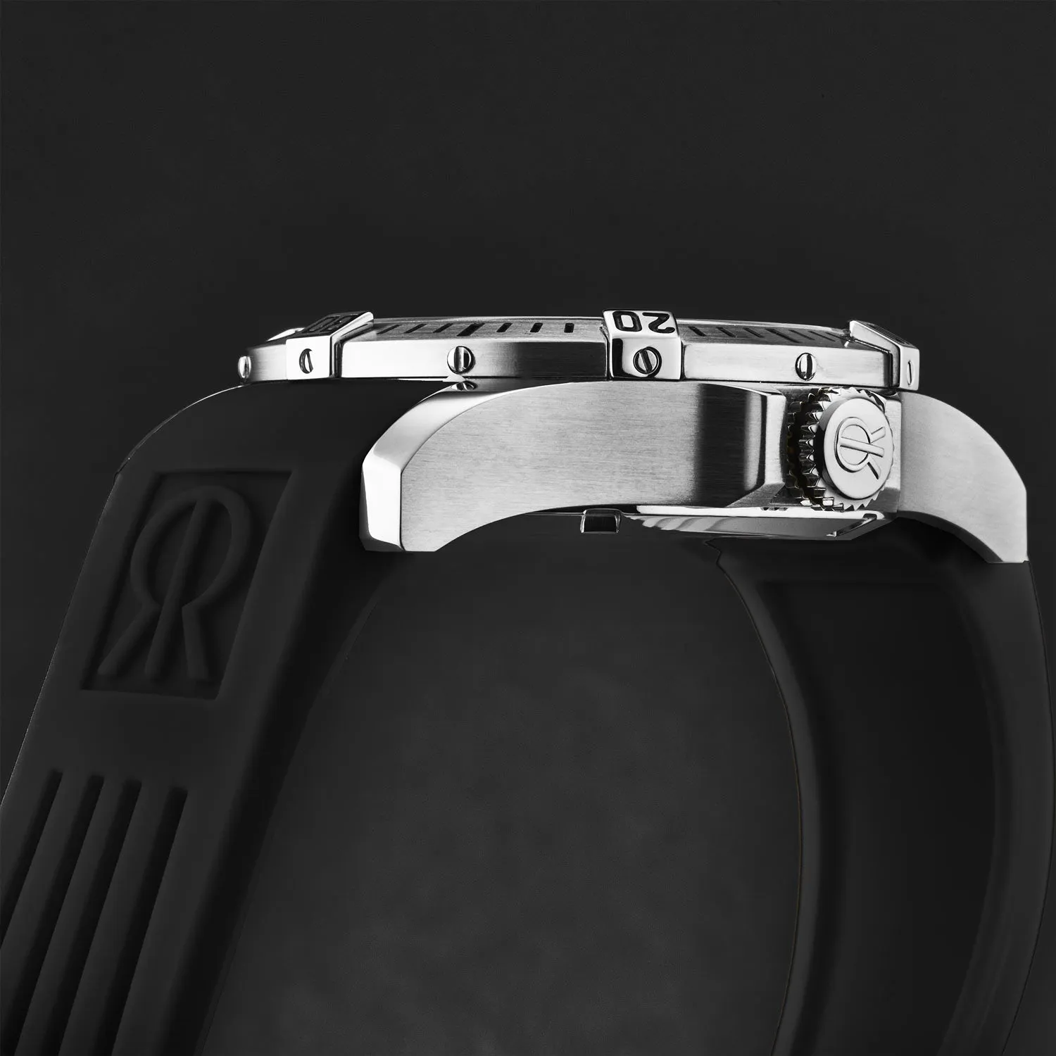 Revue Thommen Men's 'Air speed' Black Dial Black Rubber Strap Automatic Watch 16070.4737
