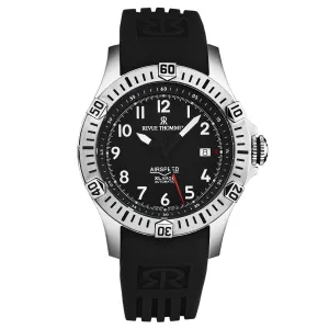Revue Thommen Men's 'Air speed' Black Dial Black Rubber Strap Automatic Watch 16070.4737