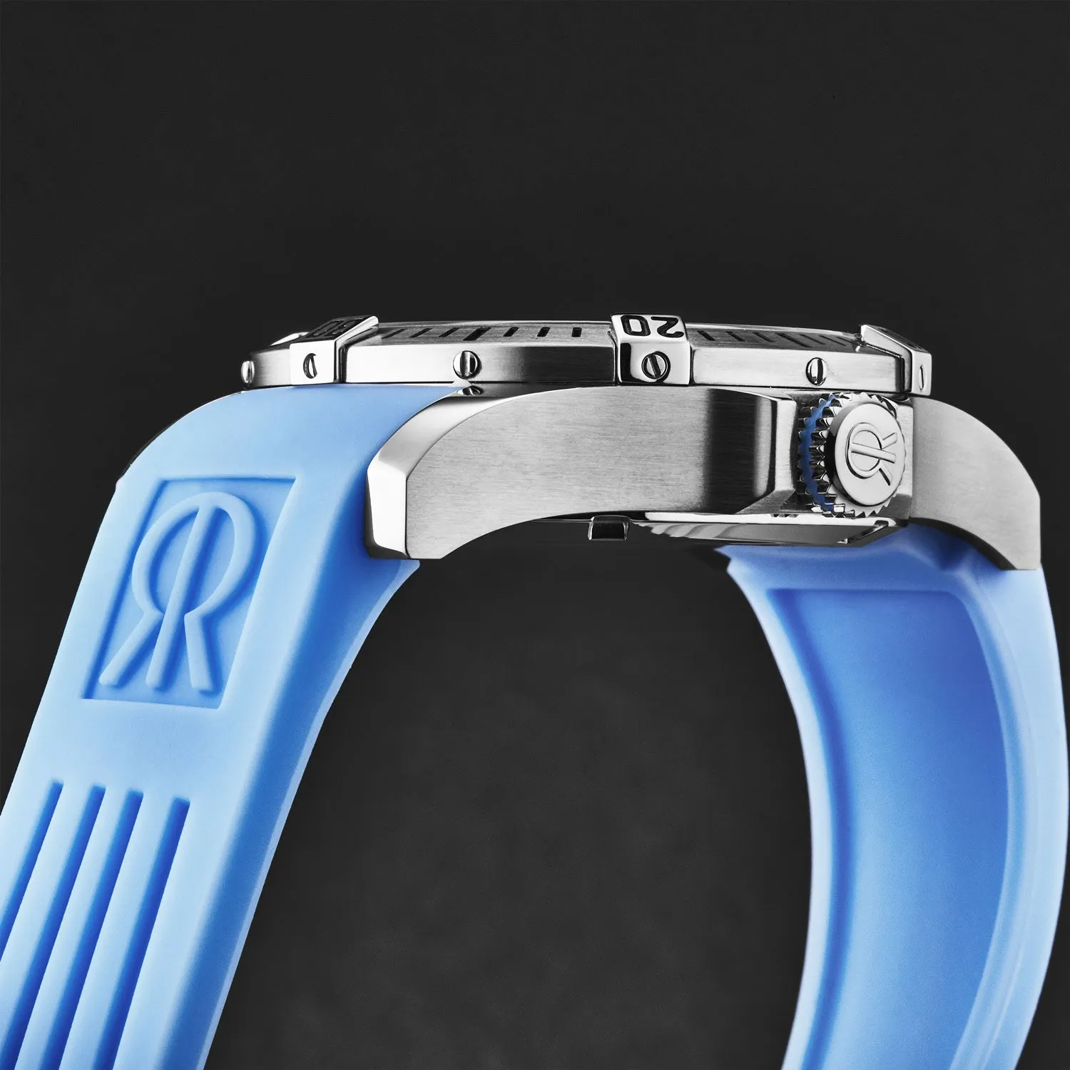 Revue Thommen Men's 'Air speed' Black Dial Blue Rubber Strap Automatic Watch 16070.4735