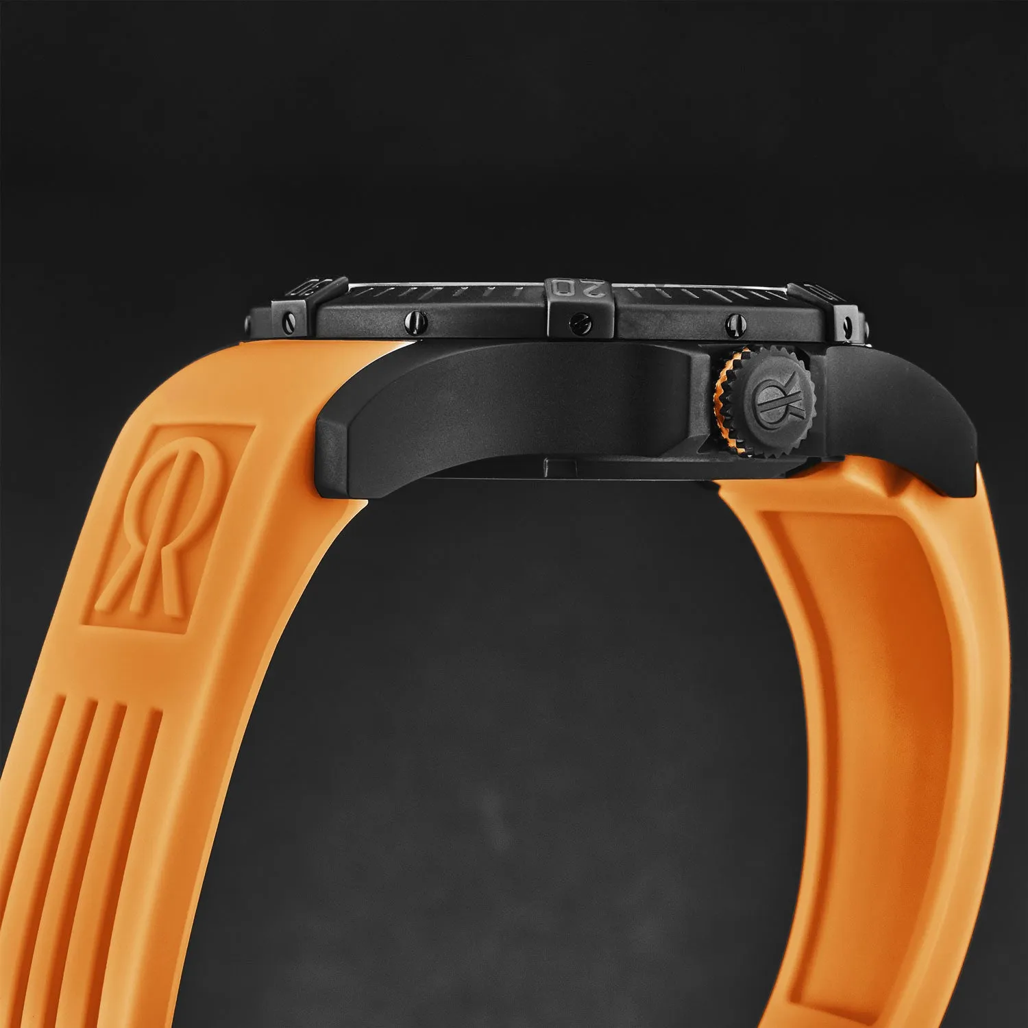 Revue Thommen Men's 'Air speed' Black Dial Orange  Rubber Strap Automatic Watch 16070.4679