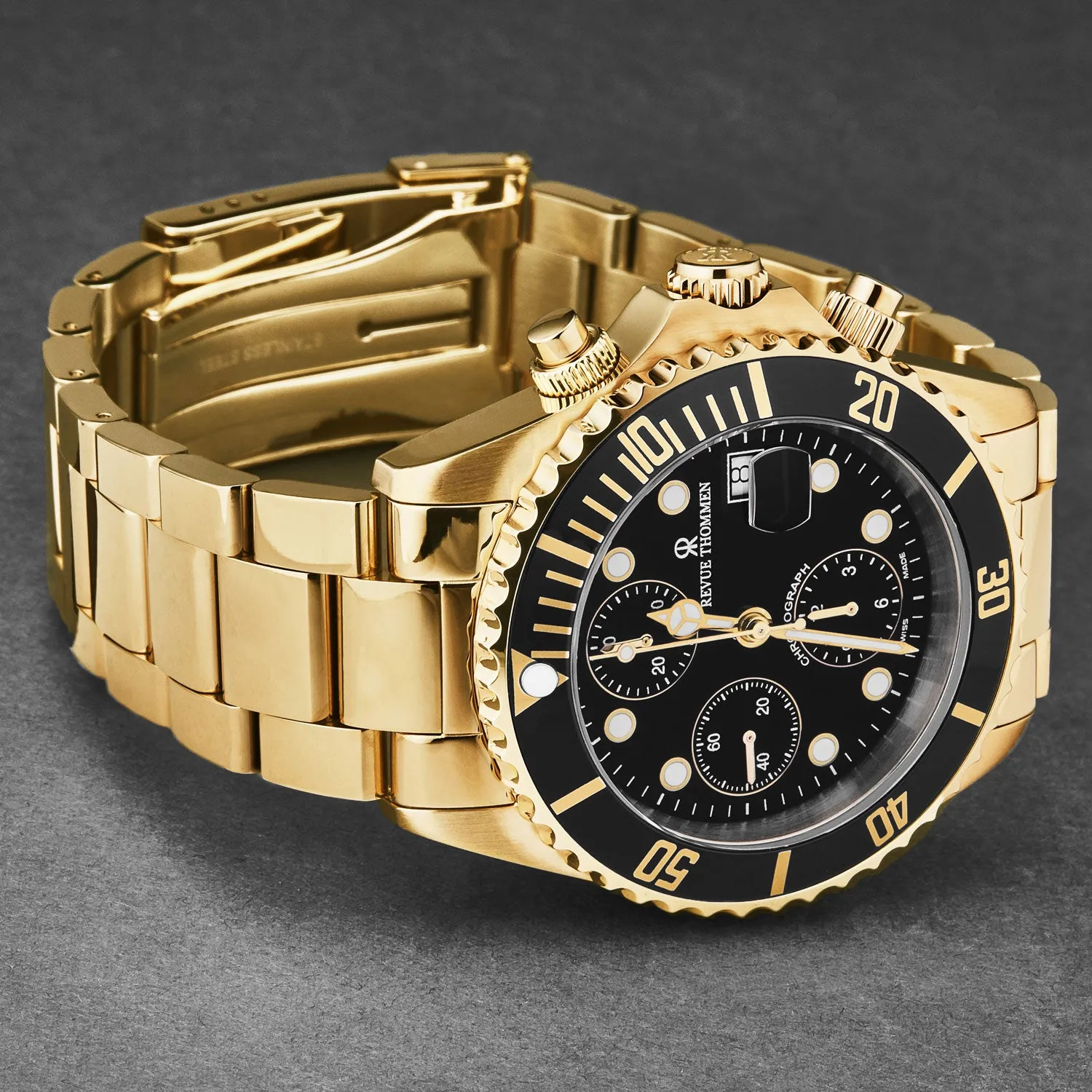Revue Thommen Men's 'Diver' Black Dial Stainless Steel Chronograph Swiss Automatic Watch 17571.6117