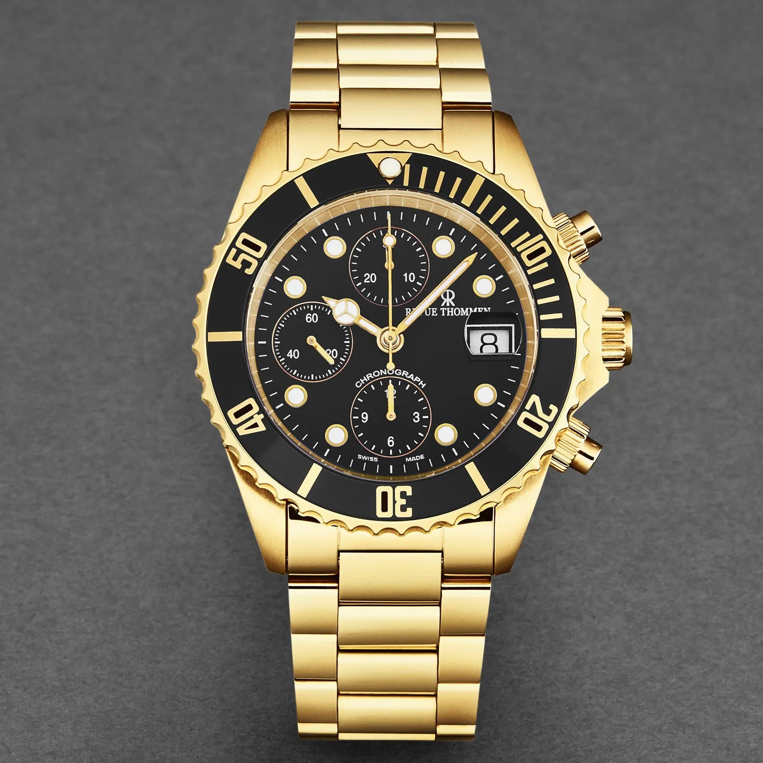 Revue Thommen Men's 'Diver' Black Dial Stainless Steel Chronograph Swiss Automatic Watch 17571.6117