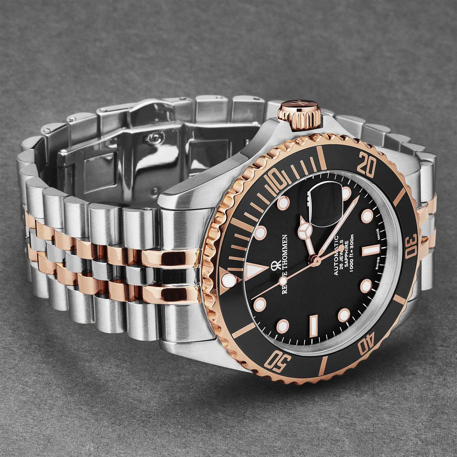 Revue Thommen Men's 'Diver' Black Dial Two Tone Stainless Steel Bracelet Automatic Watch 17571.2257