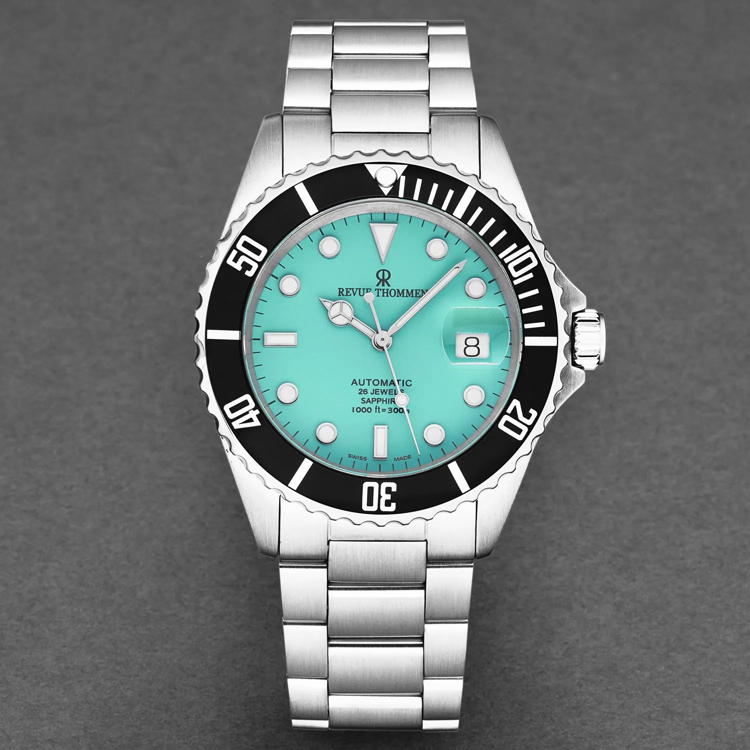 Revue Thommen Men's 'Diver' Green Dial Stainless Steel Bracelet Automatic Watch 17571.2131