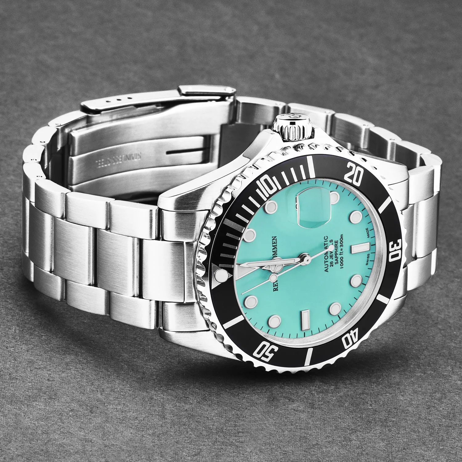 Revue Thommen Men's 'Diver' Green Dial Stainless Steel Bracelet Automatic Watch 17571.2131