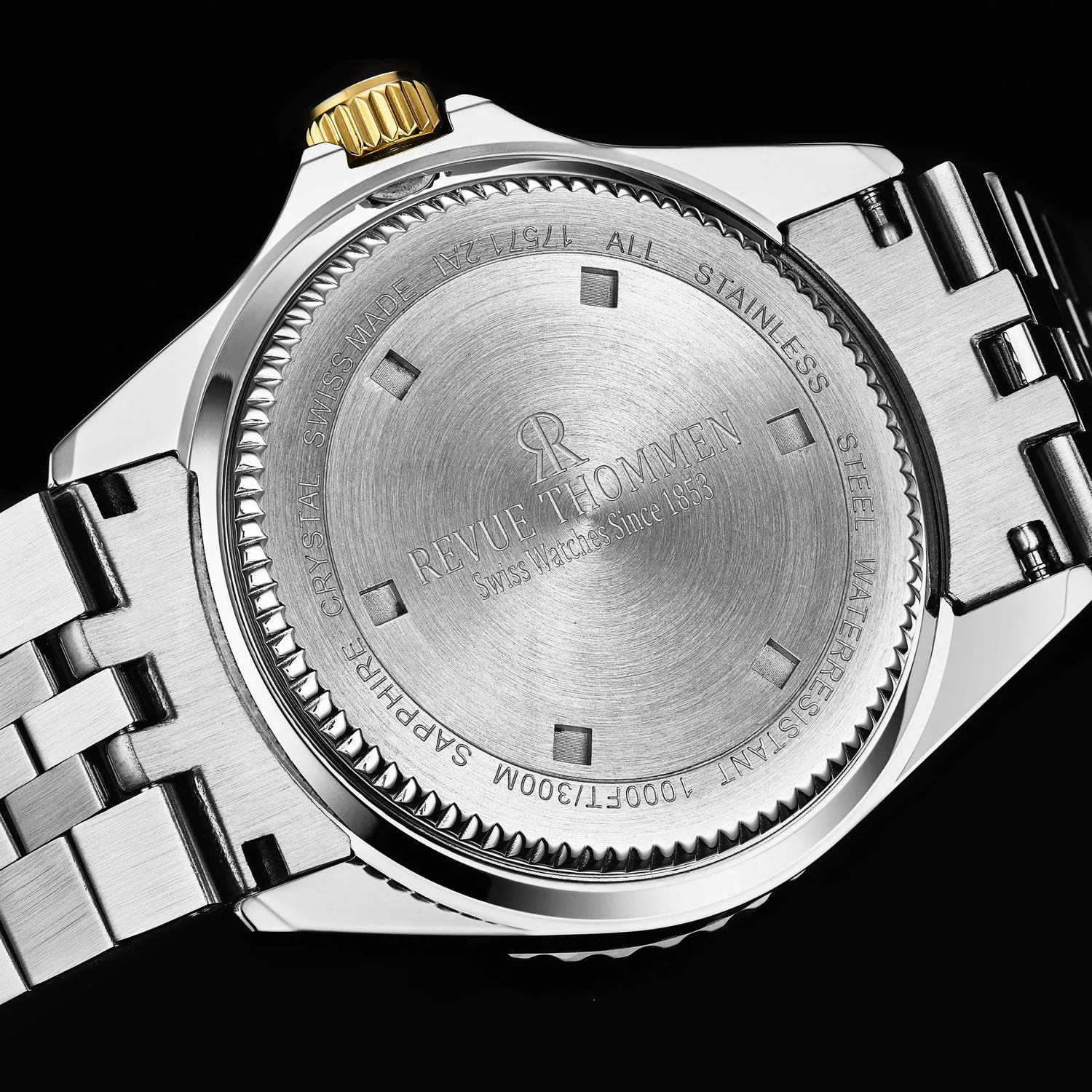 Revue Thommen Men's 'Diver' Green Dial Two Tone Stainless Steel Bracelet Automatic Watch 17571.2244