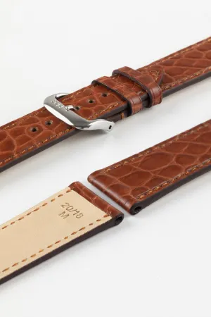 RIOS1931 PRESTIGE Genuine Alligator Flank Watch Strap in MAHOGANY