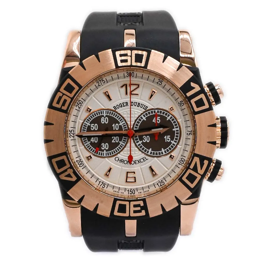 Roger Dubuis Men's Easy Diver Rose Gold 46mm White Chronograph Dial Watch Reference #:
