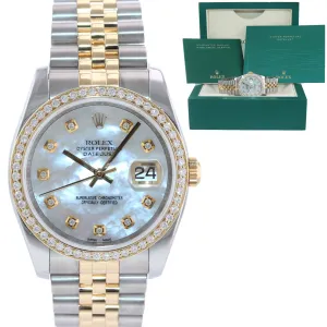 Rolex Date Just Super Jubilee 116233 MOP Diamond Two Tone Gold Watch Box