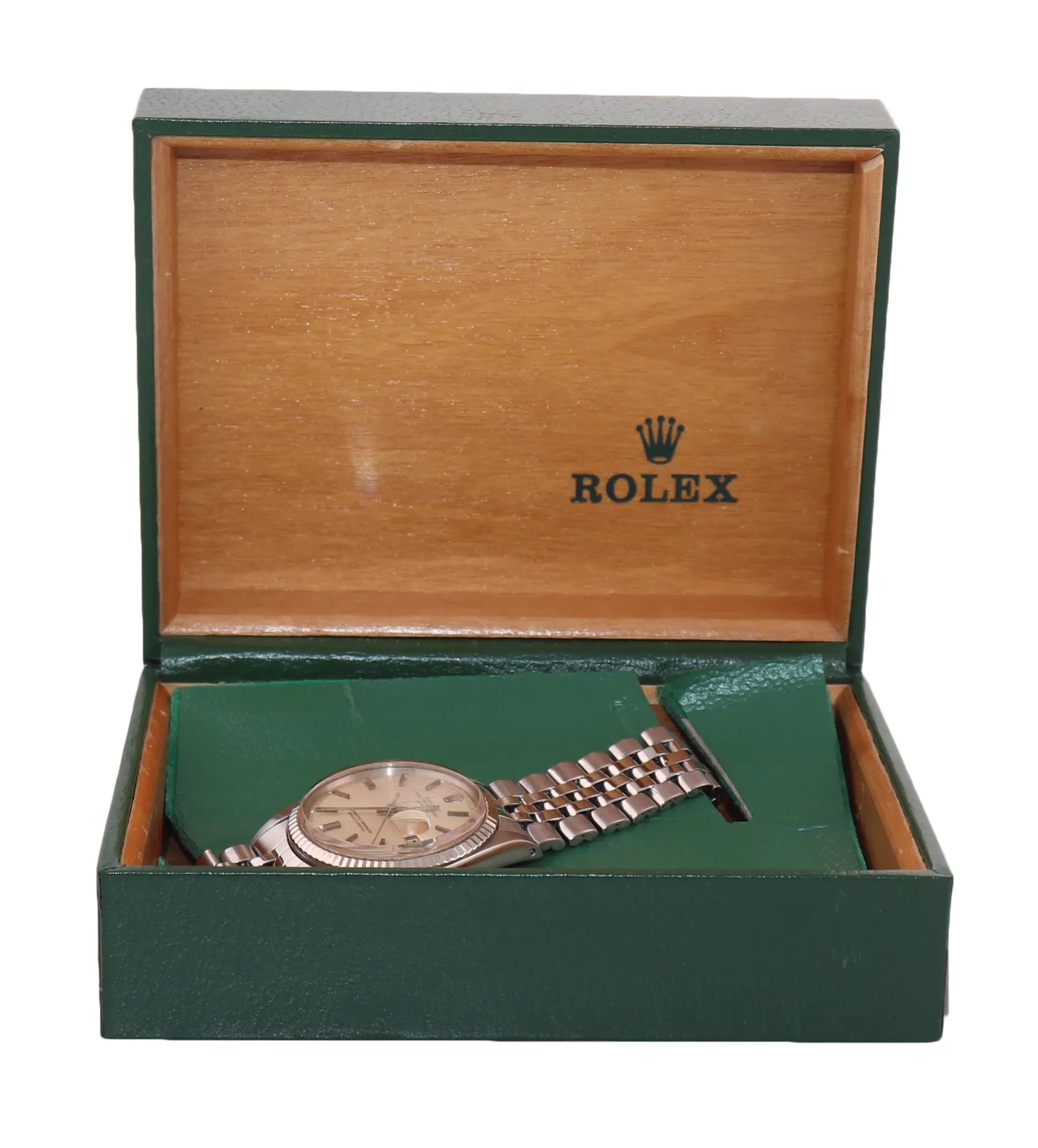 Rolex DateJust 1601 Steel Sigma Silver Pie Pan Dial Jubilee Watch Box