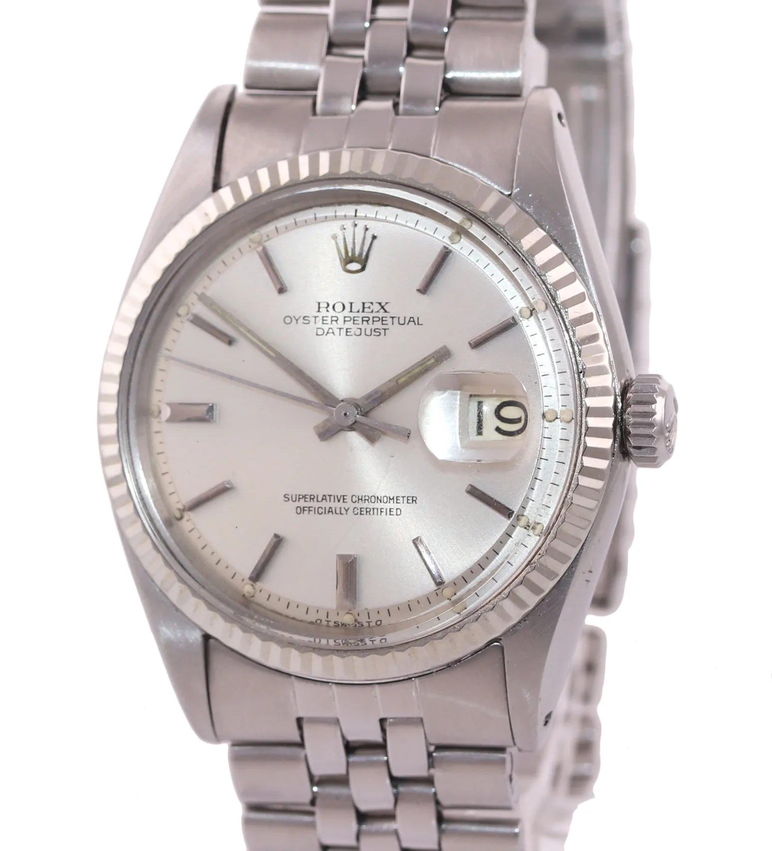 Rolex DateJust 1601 Steel Sigma Silver Pie Pan Dial Jubilee Watch Box