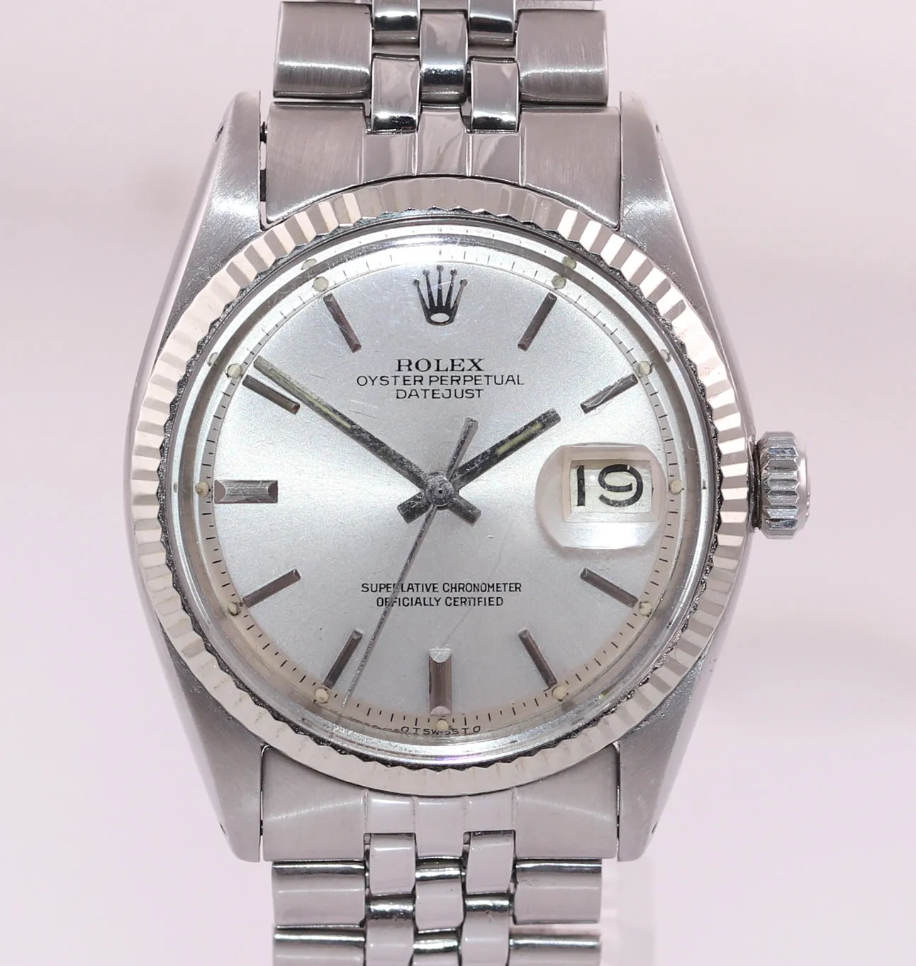 Rolex DateJust 1601 Steel Sigma Silver Pie Pan Dial Jubilee Watch Box