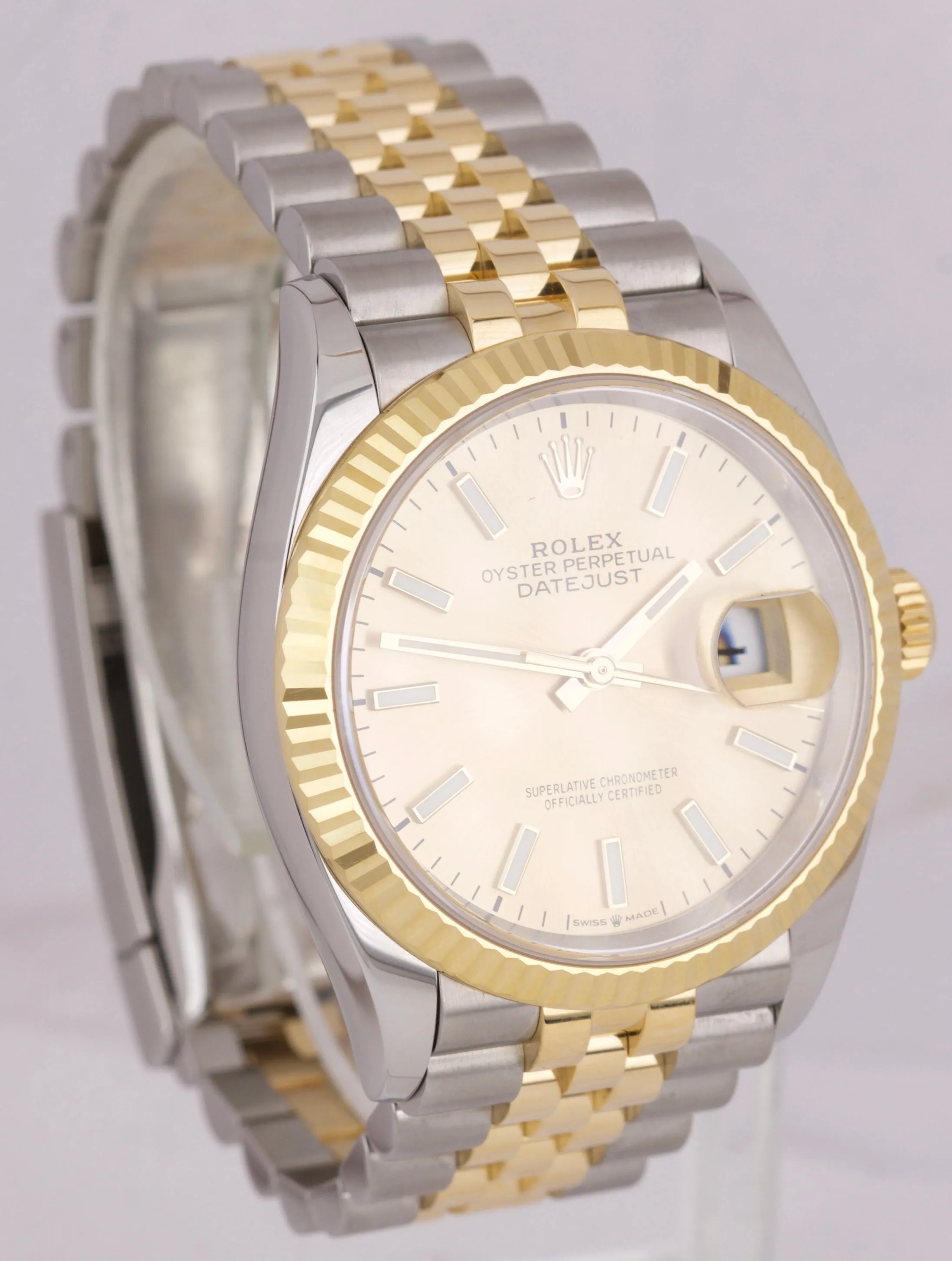 Rolex DateJust 36 Jubilee Champagne 18K Gold Steel Two-Tone Watch 126233 B P