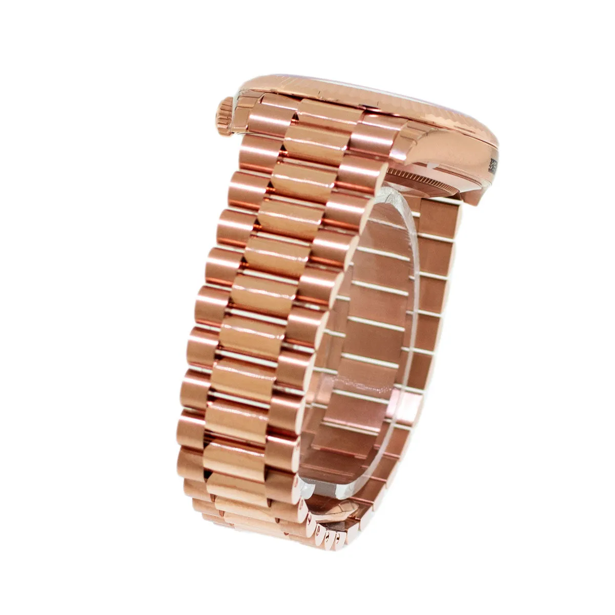 Rolex Day-Date 40mm Everose Gold Chocolate Diagonal Motif Index Dial 228235