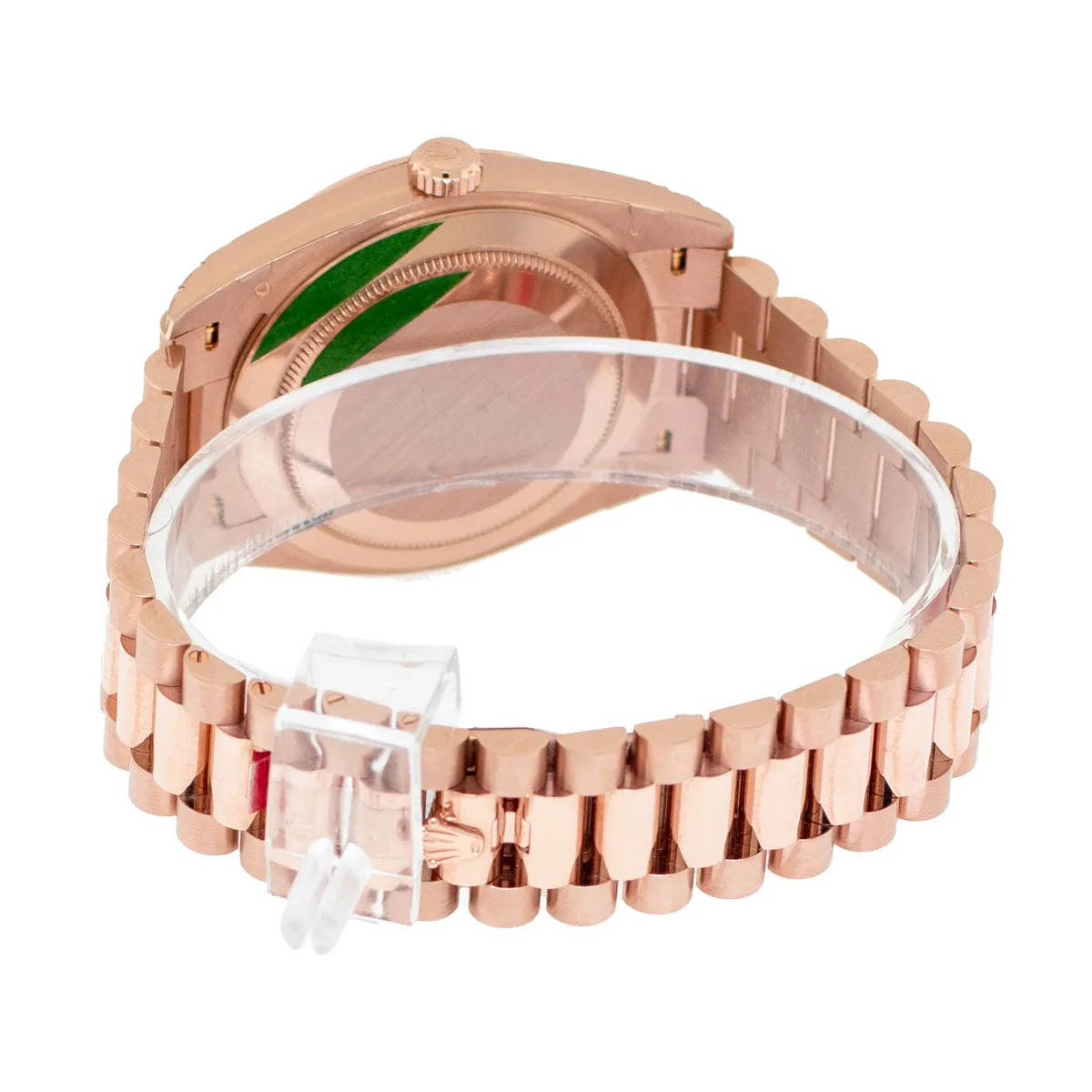 Rolex Day-Date 40mm Everose Gold Chocolate Diagonal Motif Index Dial 228235