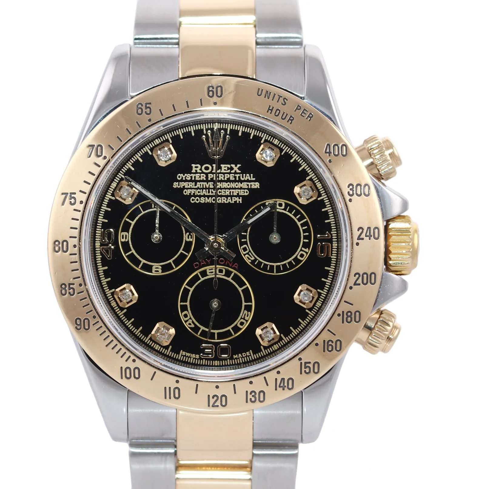 Rolex Daytona 116523 Black Diamond Dial Steel 18k Yellow Gold Two Tone Watch Box