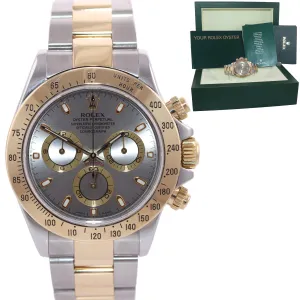 Rolex Daytona 116523 Slate Silver Dial Steel 18k Yellow Gold Two Tone Watch Box
