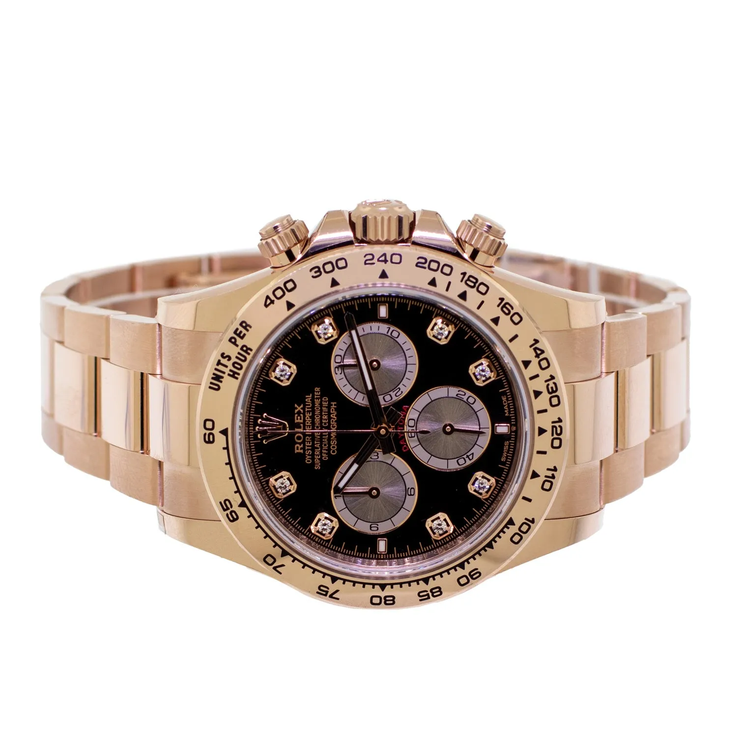 Rolex Daytona 40mm Everose Gold Black Diamond Dial & Gold Bezel 126505