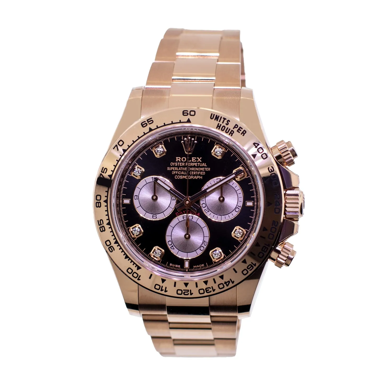 Rolex Daytona 40mm Everose Gold Black Diamond Dial & Gold Bezel 126505