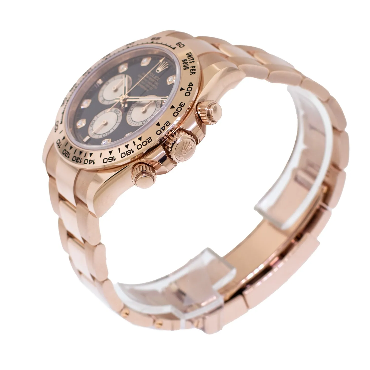 Rolex Daytona 40mm Everose Gold Black Diamond Dial & Gold Bezel 126505