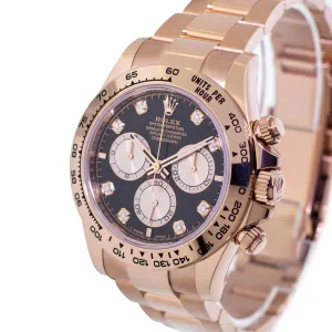 Rolex Daytona 40mm Everose Gold Black Diamond Dial & Gold Bezel 126505