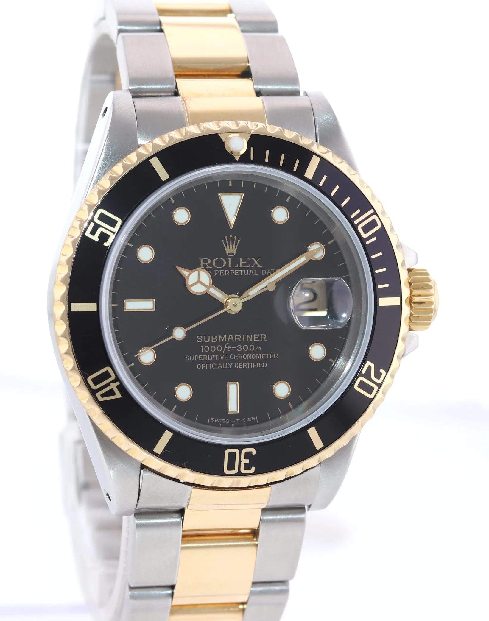 Rolex Submariner 16613 18k Gold Steel Two Tone Black 40mm Date Watch Box