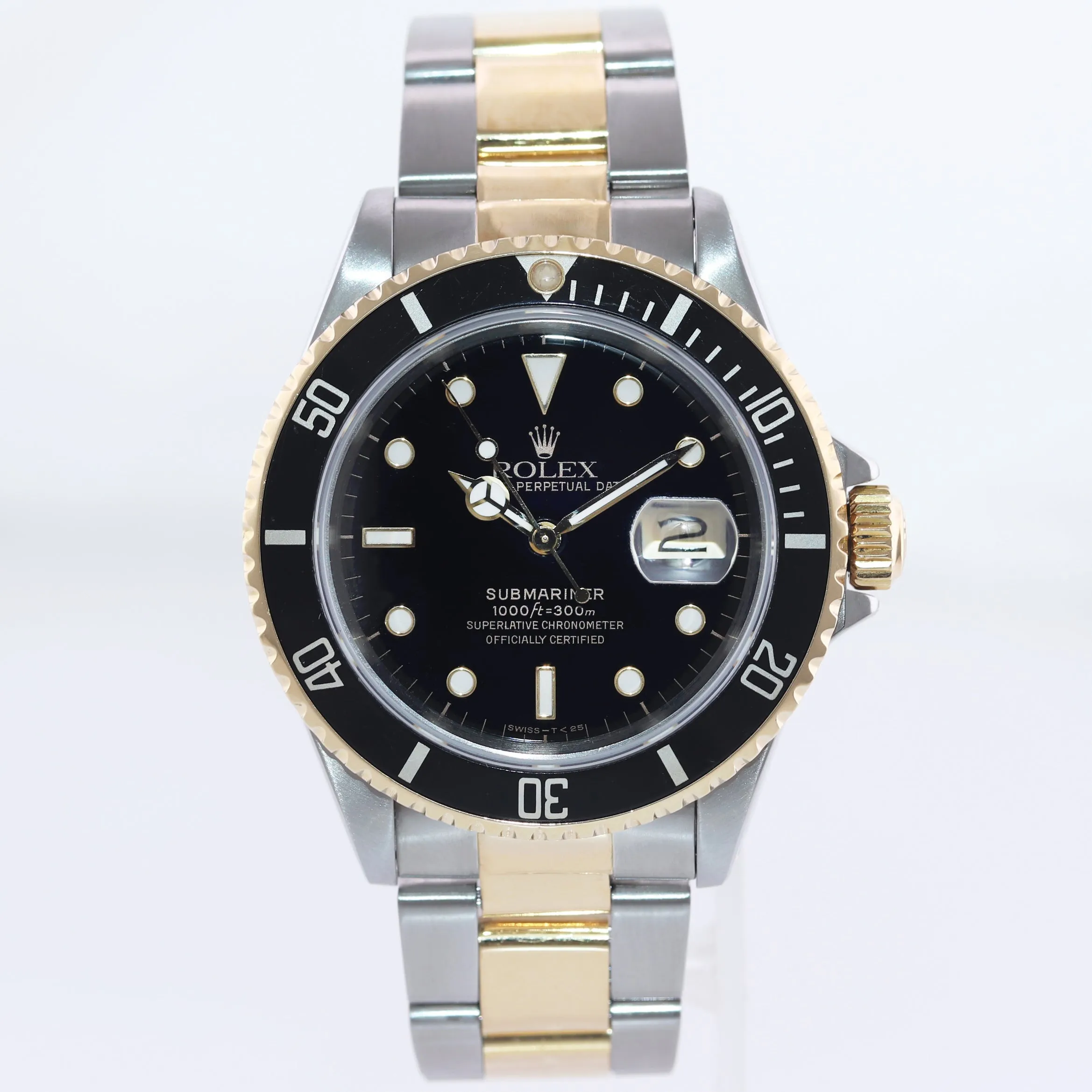 Rolex Submariner 16613 Gold Steel 40mm Two Tone Yellow Gold Black Dial Watch Box