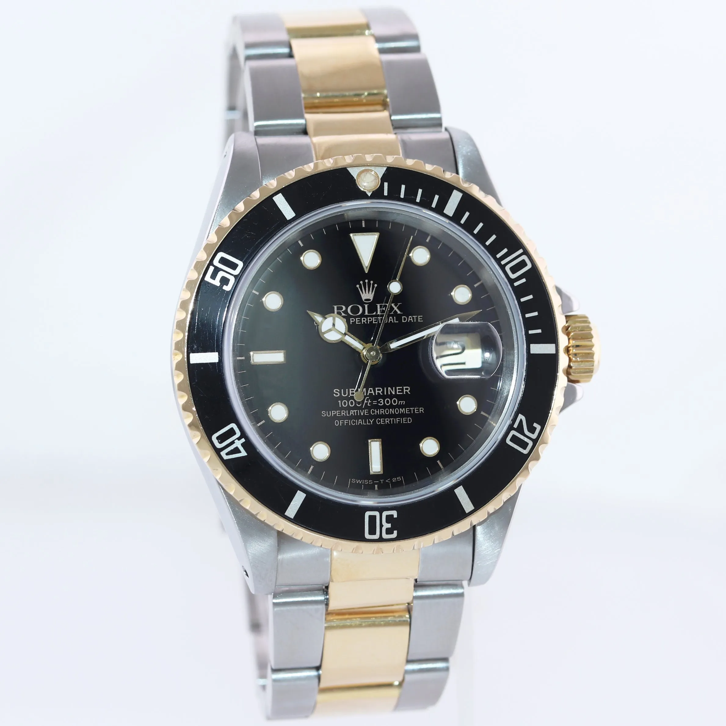 Rolex Submariner 16613 Gold Steel 40mm Two Tone Yellow Gold Black Dial Watch Box
