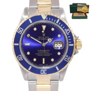 Rolex Submariner 16613 Two Tone 18k Yellow Gold Blue Sunburst Dial 40mm Watch