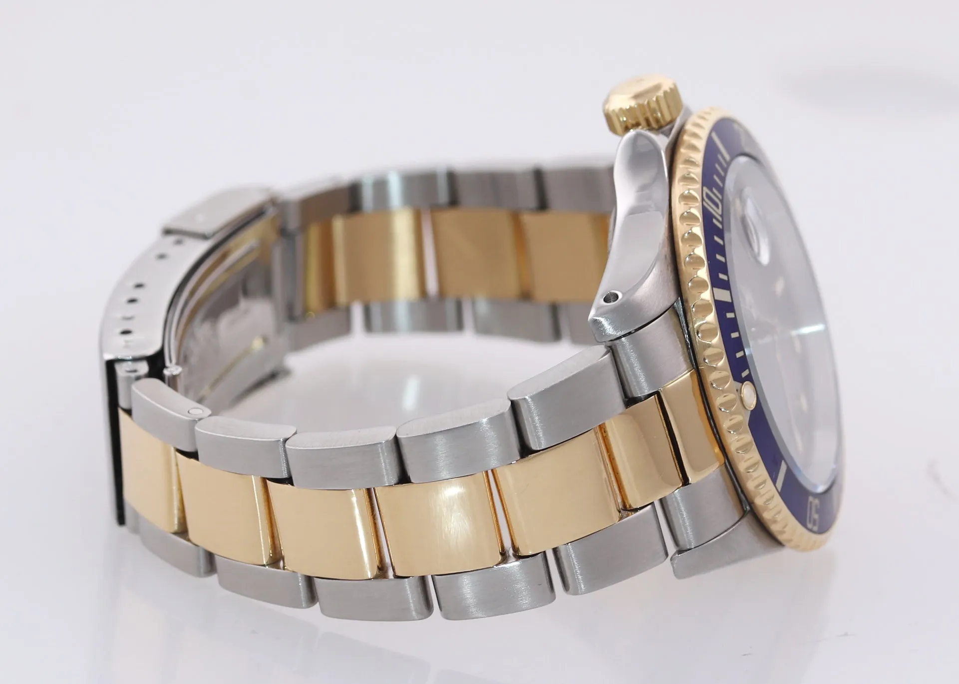 Rolex Submariner 16613 Two Tone Steel 18k Gold Blue Sunburst Purple Dial Watch