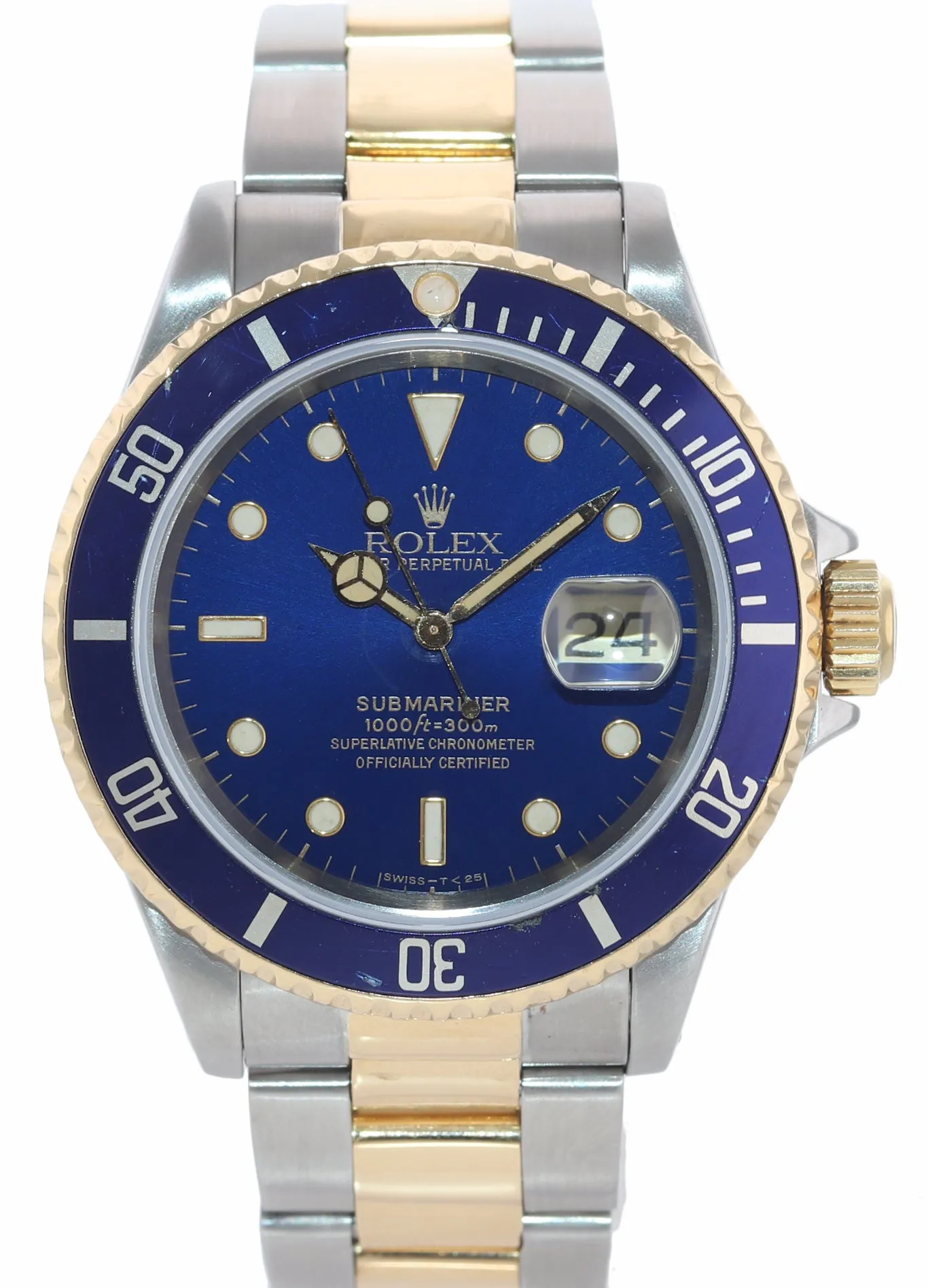 Rolex Submariner 16613 Two Tone Steel 18k Yellow Gold Blue Dial 40mm Dive Watch