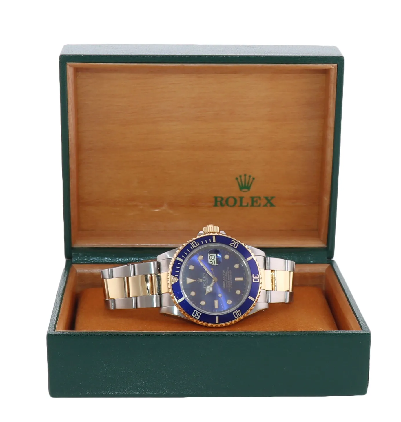 Rolex Submariner 16613 Two Tone Steel 18k Yellow Gold Blue Dial 40mm Dive Watch