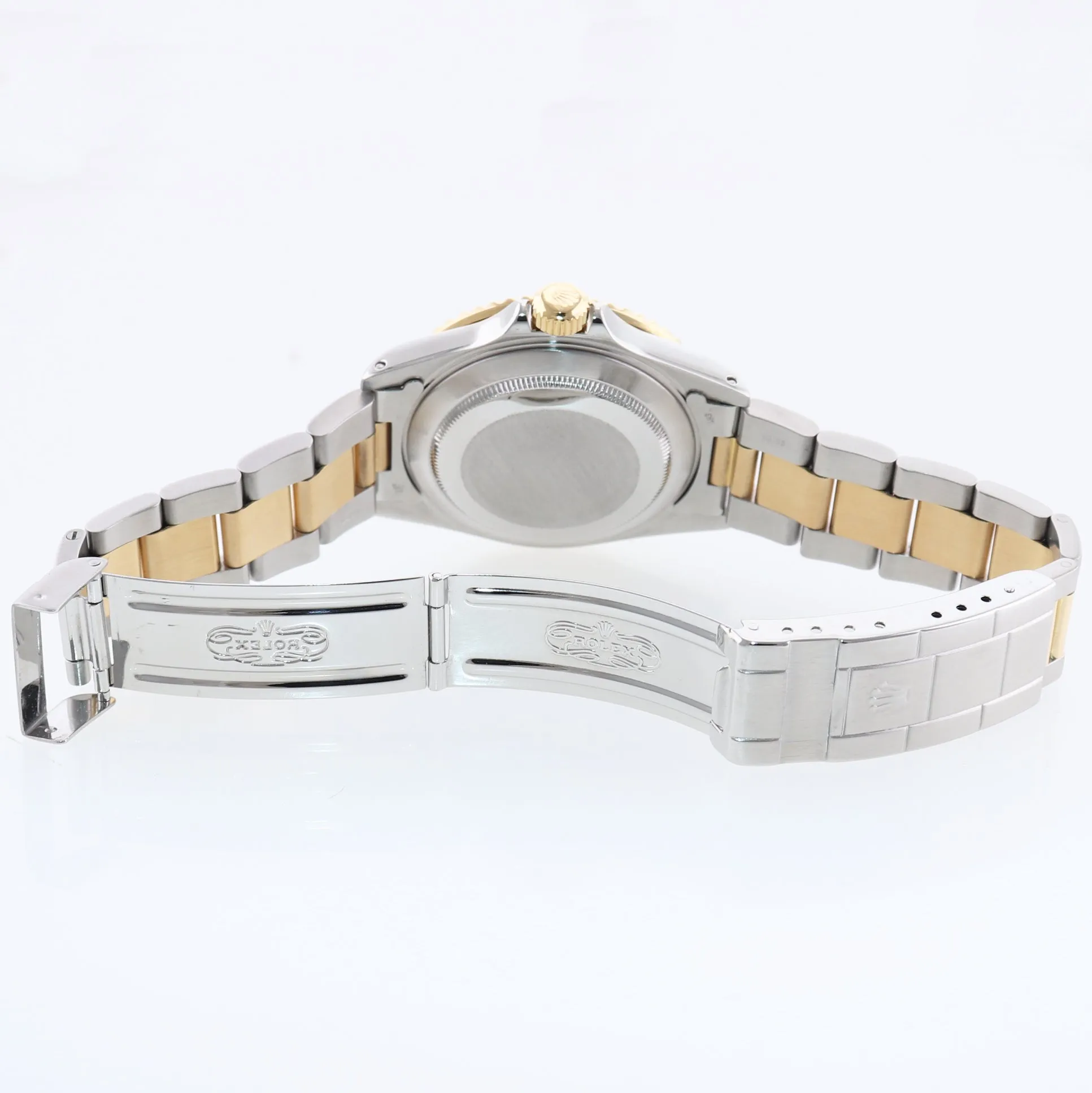 Rolex Submariner 16613 Two Tone Steel 18k Yellow Gold Blue Purple Sunburst Watch Box