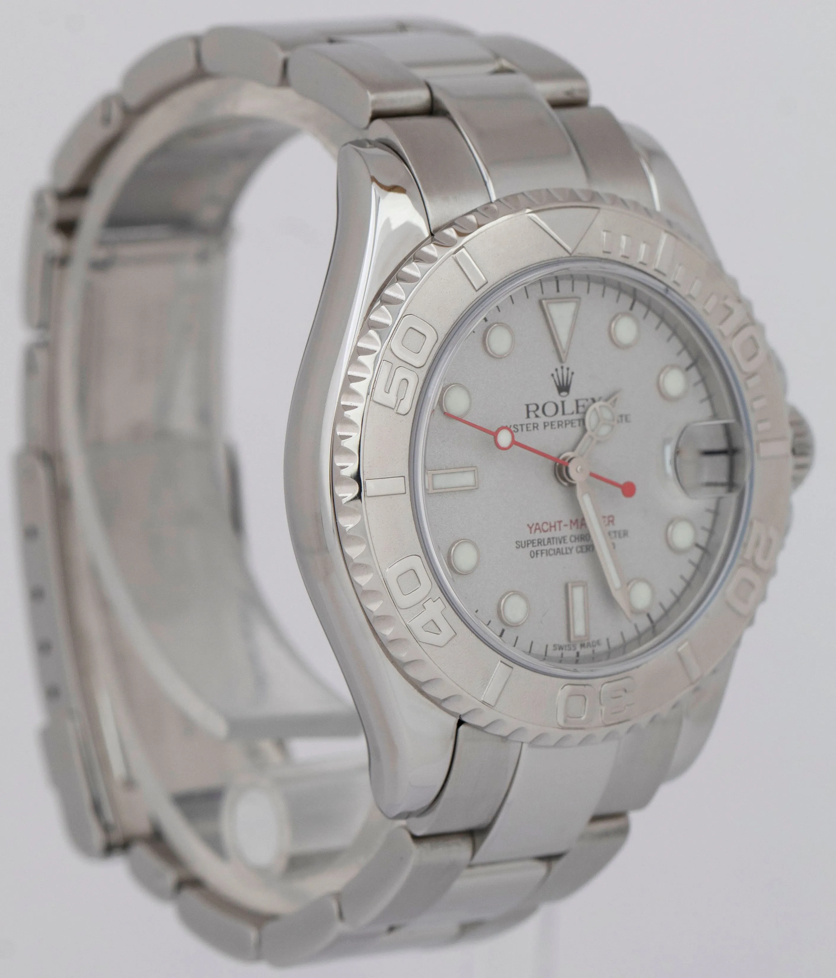 Rolex Yacht-Master PAPERS Mid-Size Platinum Steel 35mm 168622 Date Watch B P