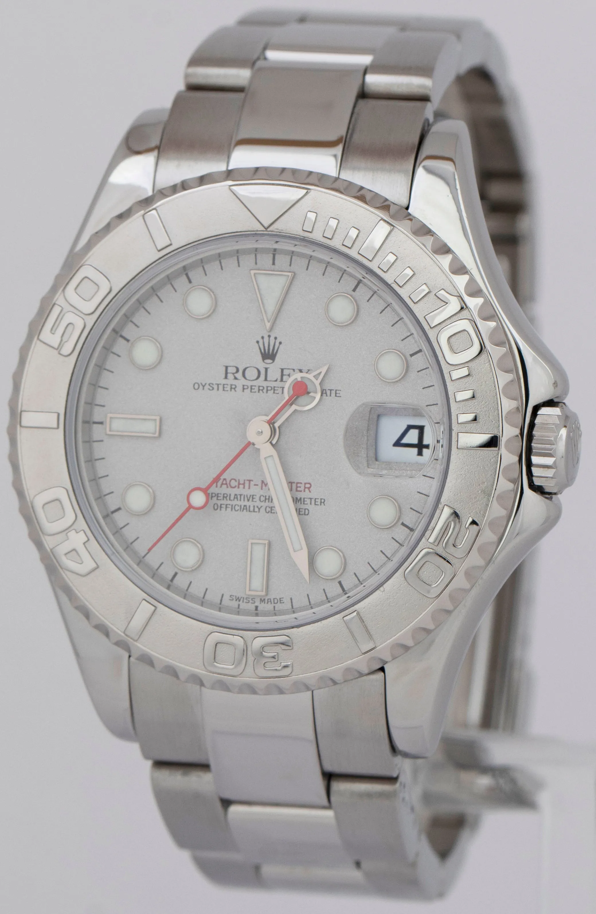 Rolex Yacht-Master PAPERS Mid-Size Platinum Steel 35mm 168622 Date Watch B P