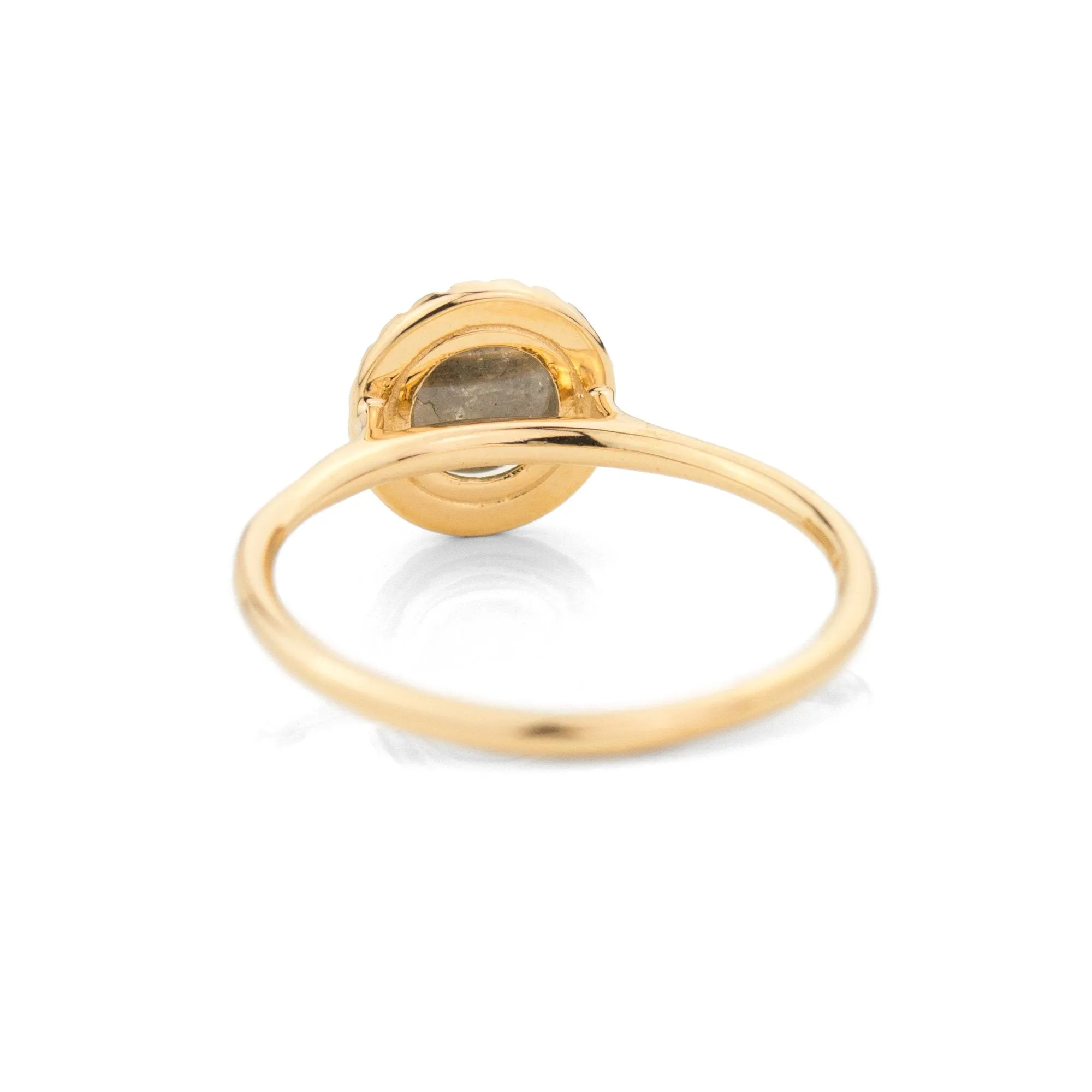 Round Salt and Pepper Diamond Halo Ring