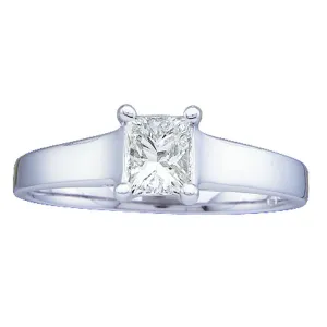 Royale 1/2 CTW Princess Cut Natural Diamond Solitaire Ring in 14KT White Gold