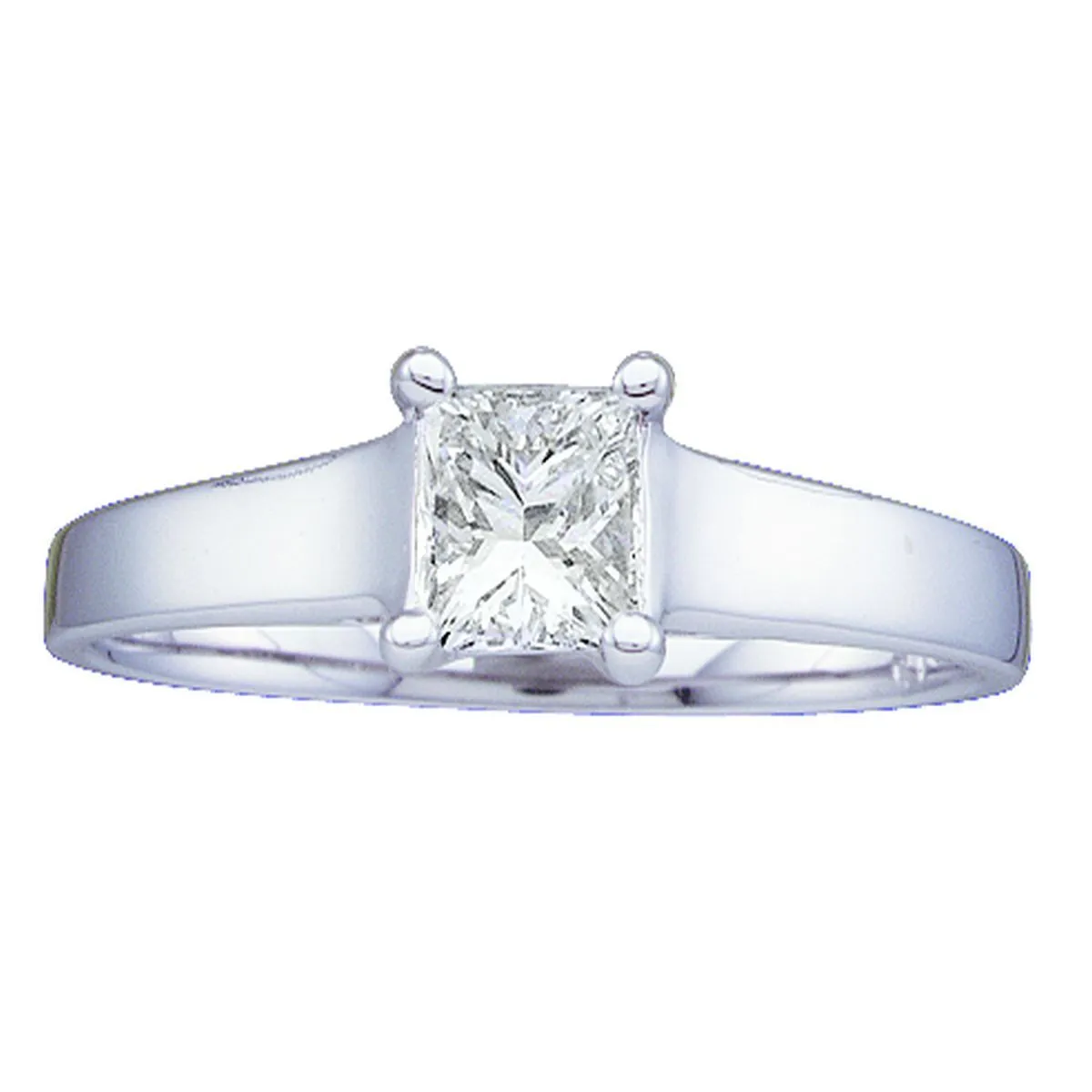 Royale 1/2 CTW Princess Cut Natural Diamond Solitaire Ring in 14KT White Gold