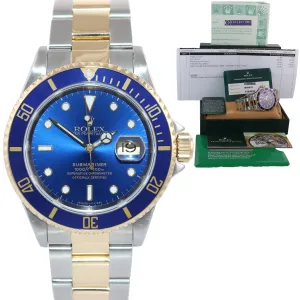 RSC PAPERS Rolex Submariner 16613 Two Tone Gold Blue Dial 40mm Watch Box