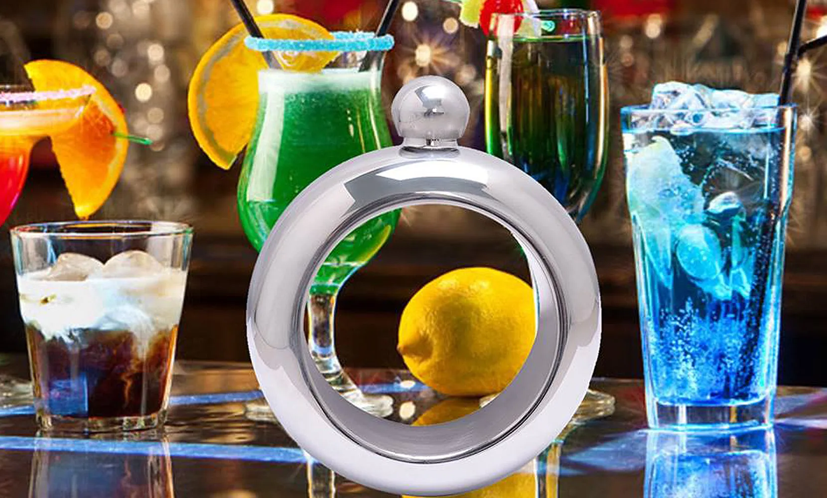 Smooth Stainless Steel Portable Bracelet Hip Flask for Storing Alcohol/Water/Liquid (4-Colors)