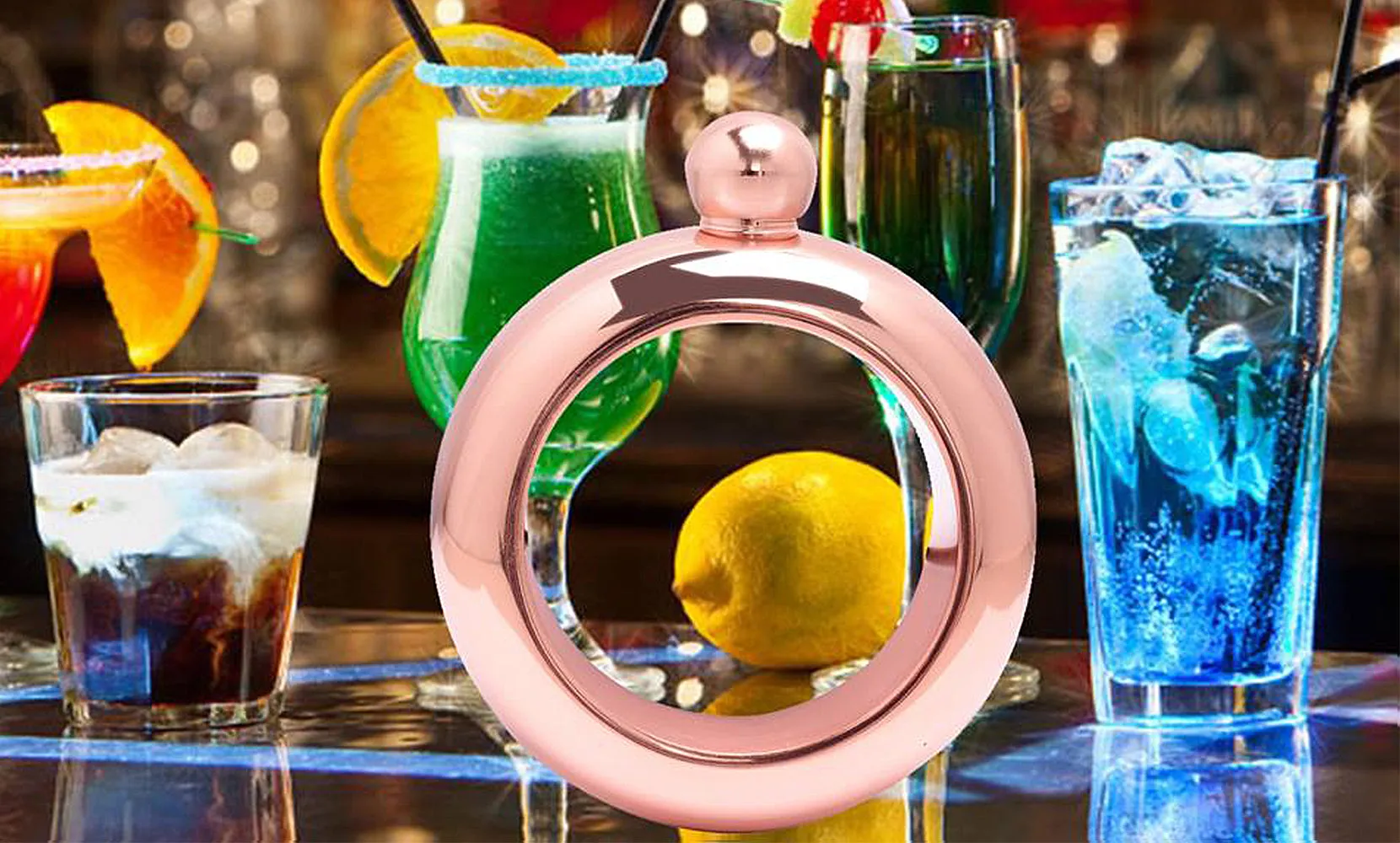 Smooth Stainless Steel Portable Bracelet Hip Flask for Storing Alcohol/Water/Liquid (4-Colors)