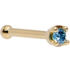 Solid 14KT Yellow Gold (September) 1.5mm Genuine Blue Diamond Nose Ring