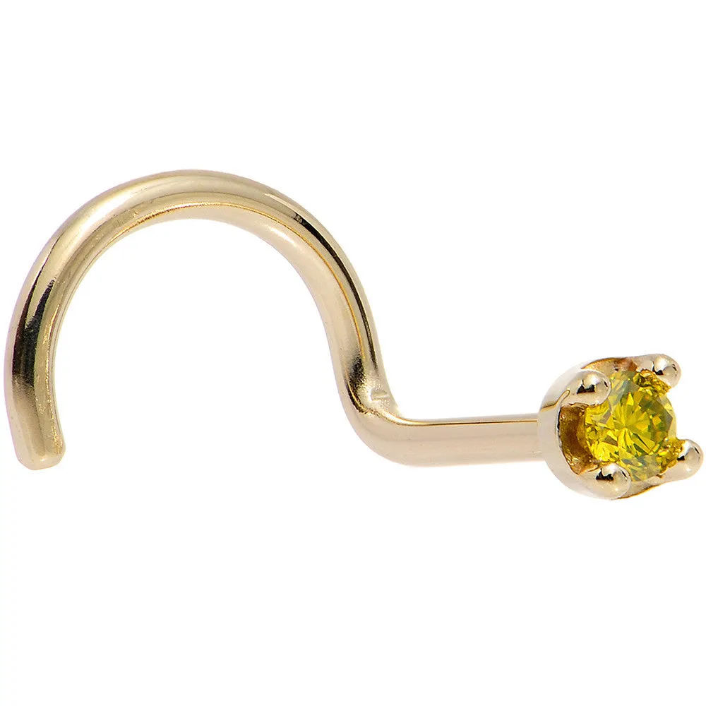 Solid 18KT Yellow Gold (November) 1.5mm Genuine Yellow Diamond Nose Ring