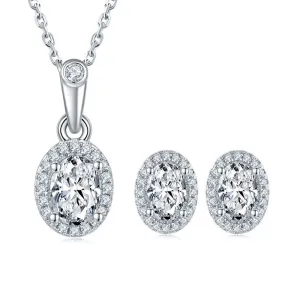 Sparkling Oval Cut Diamond Jewelry Set