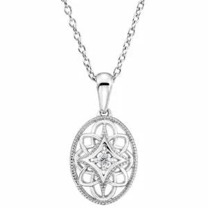 Sterling Silver .03 CT Diamond 18" Necklace