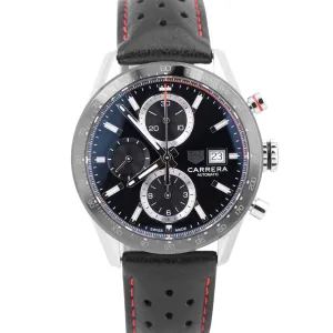 Tag Heuer Carrera Chronograph Black 41mm Leather Ceramic Date CBM2110.BA0651