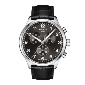 Tissot Chrono XL Classic Mens Stainless Steel Black Dial Black Leather Strap Watch